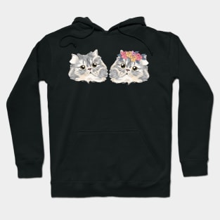 Couple Twin Boy and Girl Gray Cat _ Bunniesmee Hoodie